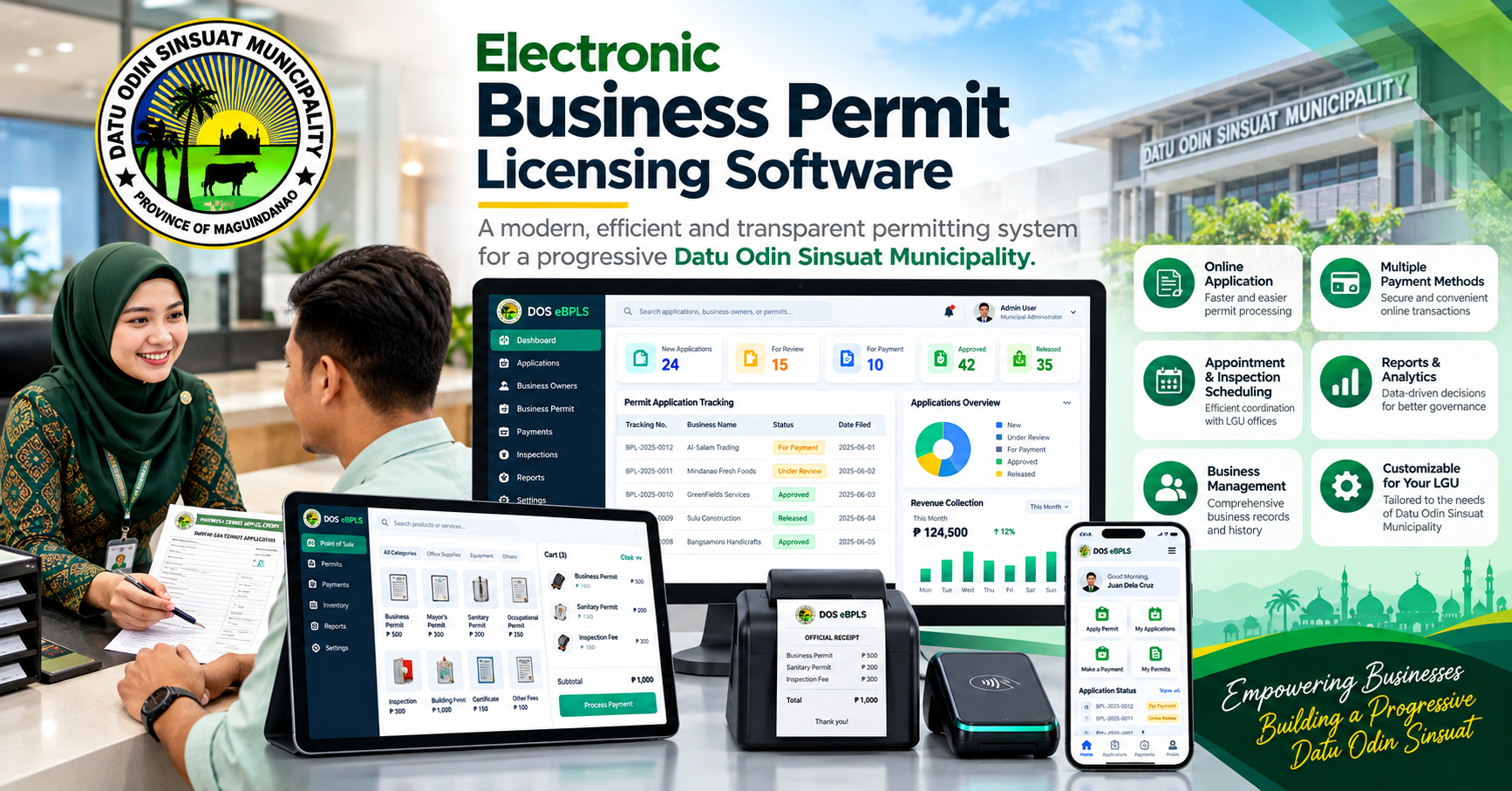 Modern Municipal Business Permit Platform dashboard for business permit applications and renewals